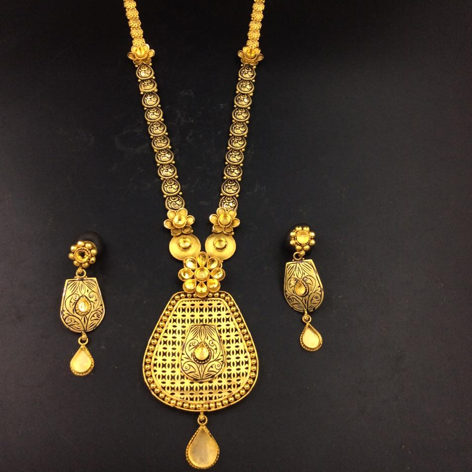 22k gold pattern design long Necklace set 