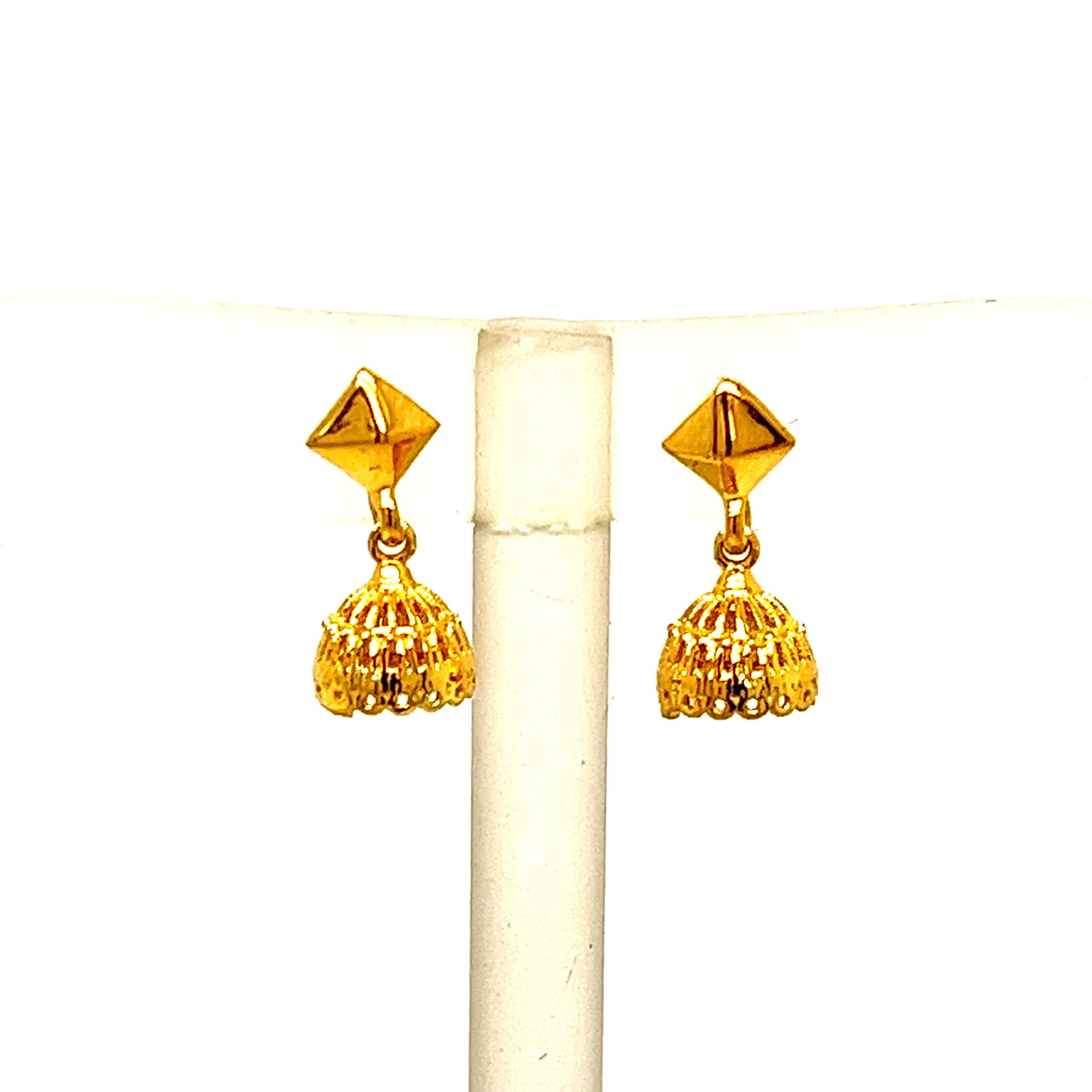 22k Yellow Gold Traditional Jhumki  Plain Earrings