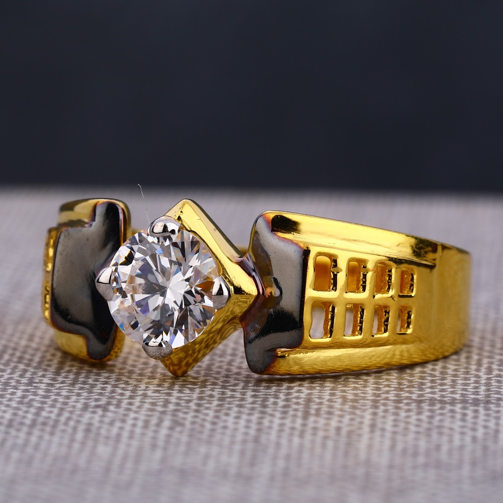 916 Gold Gentlemen's Stylish Hallmark  Single Stone Ring MSR104