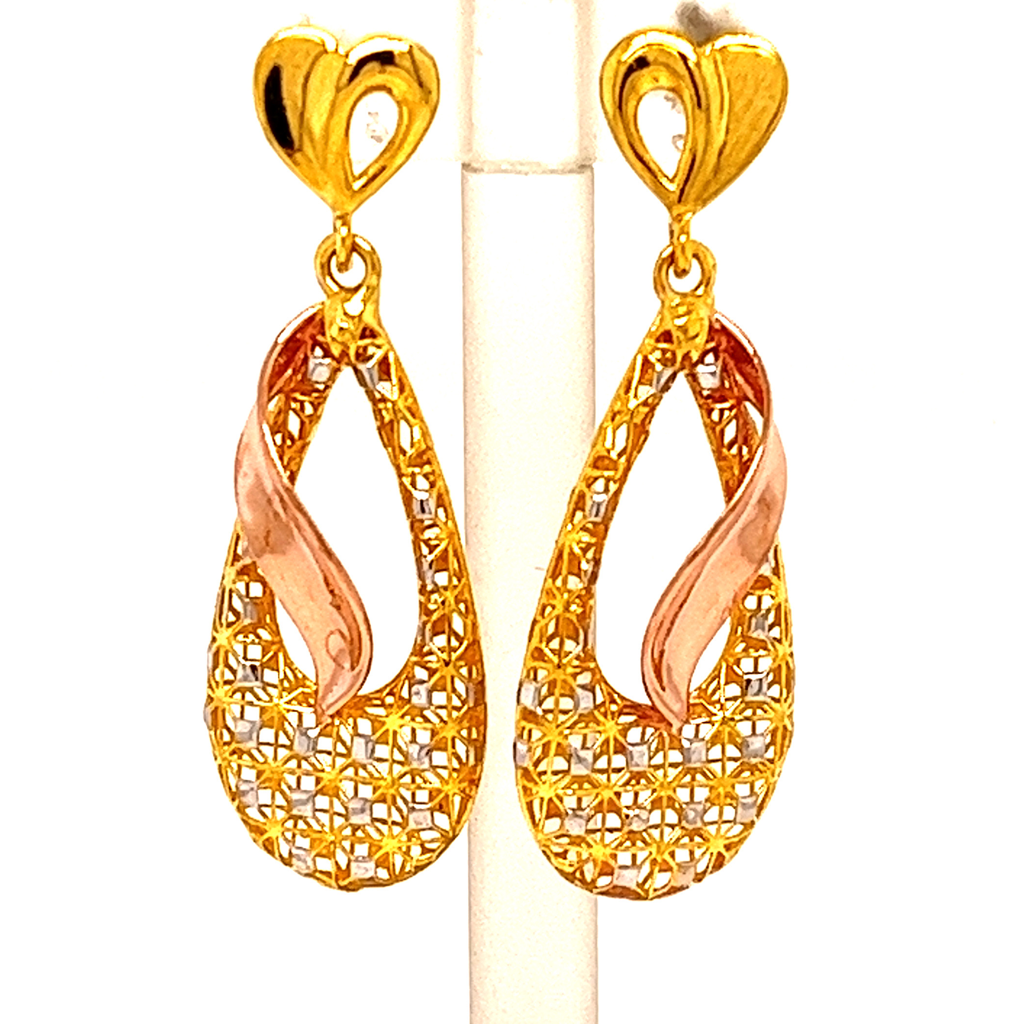 Buy quality Elegant Love Long Gold Earrings in Noida