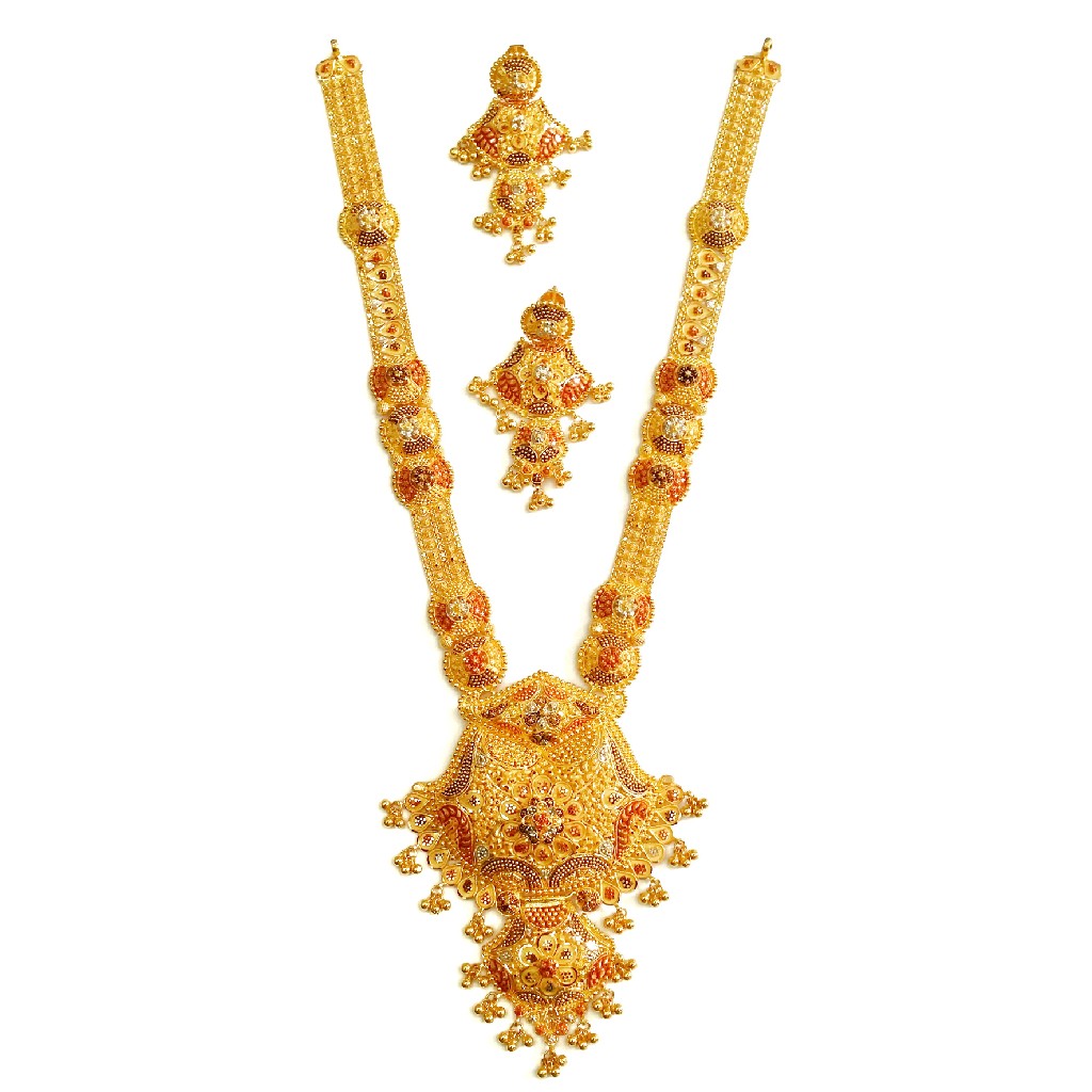 22k gold flower shape fancy long necklace mga - gls019