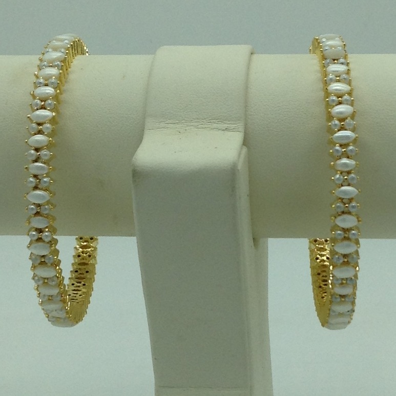 Freshwater White Button Pearls Bangles JBG0285