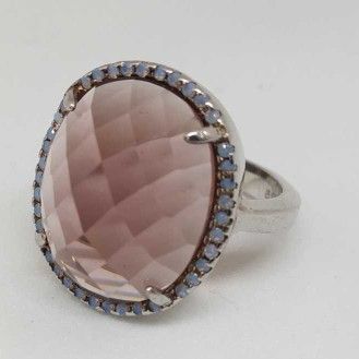 925 Sterling Silver Light Purple Diamond Ladies Ring