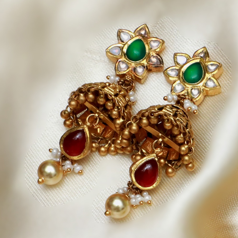 916 Gold Antique Long Wedding Necklace Set PJ-N004