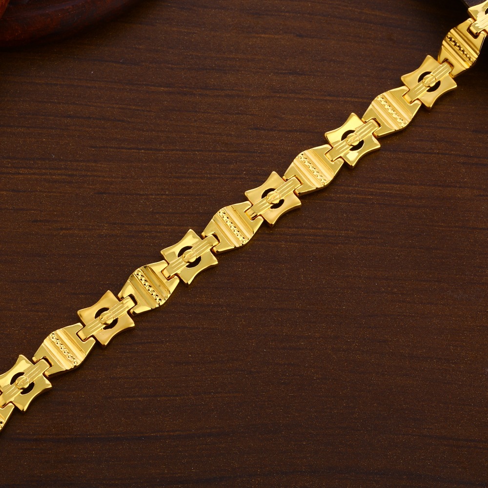 916 Gold Men's Delicate Hallmark Plain Bracelet MPB252
