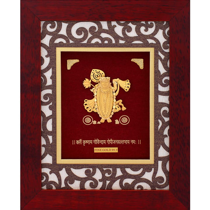24K Gold Foil Frame Of Lord Shrinathji MGA - AGE0328
