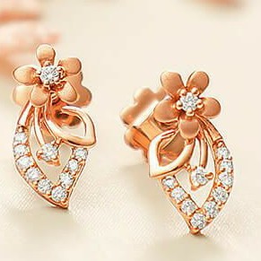 18KT Rose Gold Fancy casual ware flower earrings for ladies