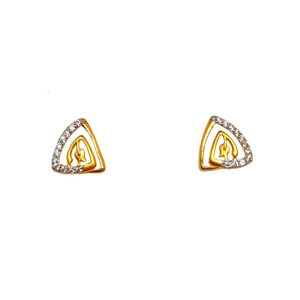 22K Gold Triangle Shape Designer Earrings MGA - BTG0489