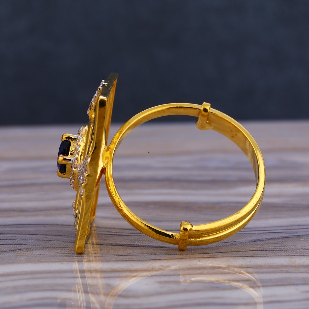 916 Gold CZ Diamond Fancy Ladies  Long Ring LLR241