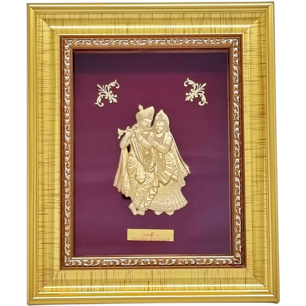 Shree RadhaKrishna Frame In 24K Gold Leaf MGA - AGE0179