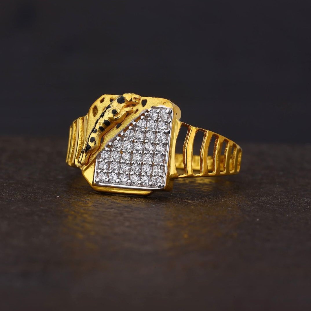 22Kt Gold Square Jaguar Design Ring