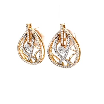 18k Rose Gold Diamond Beautiful Earrings