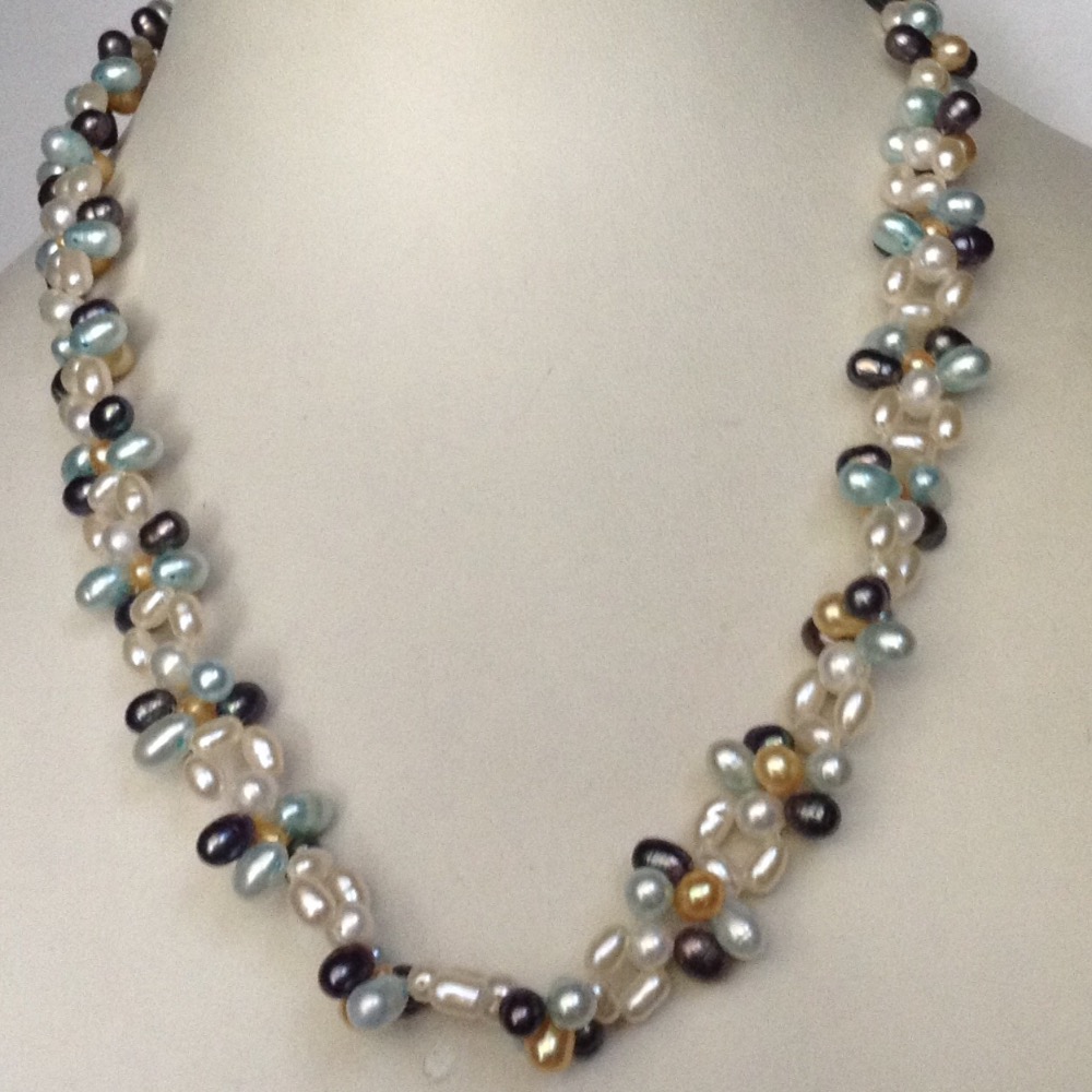 Freshwater multicolour rice pearls jaali mala JPM0220