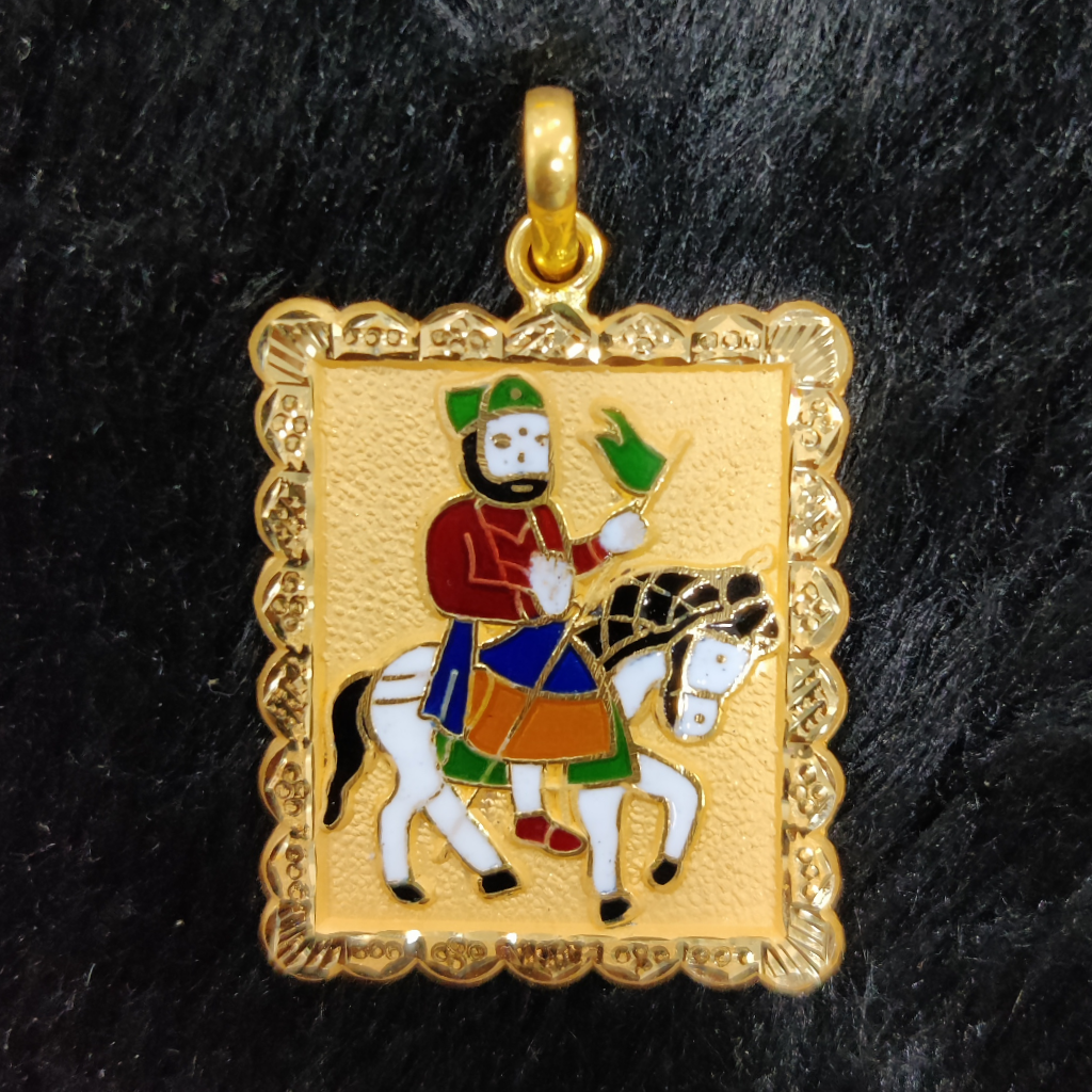 916 Gold Fancy Gent's Ramdev Pir Minakari Pendants