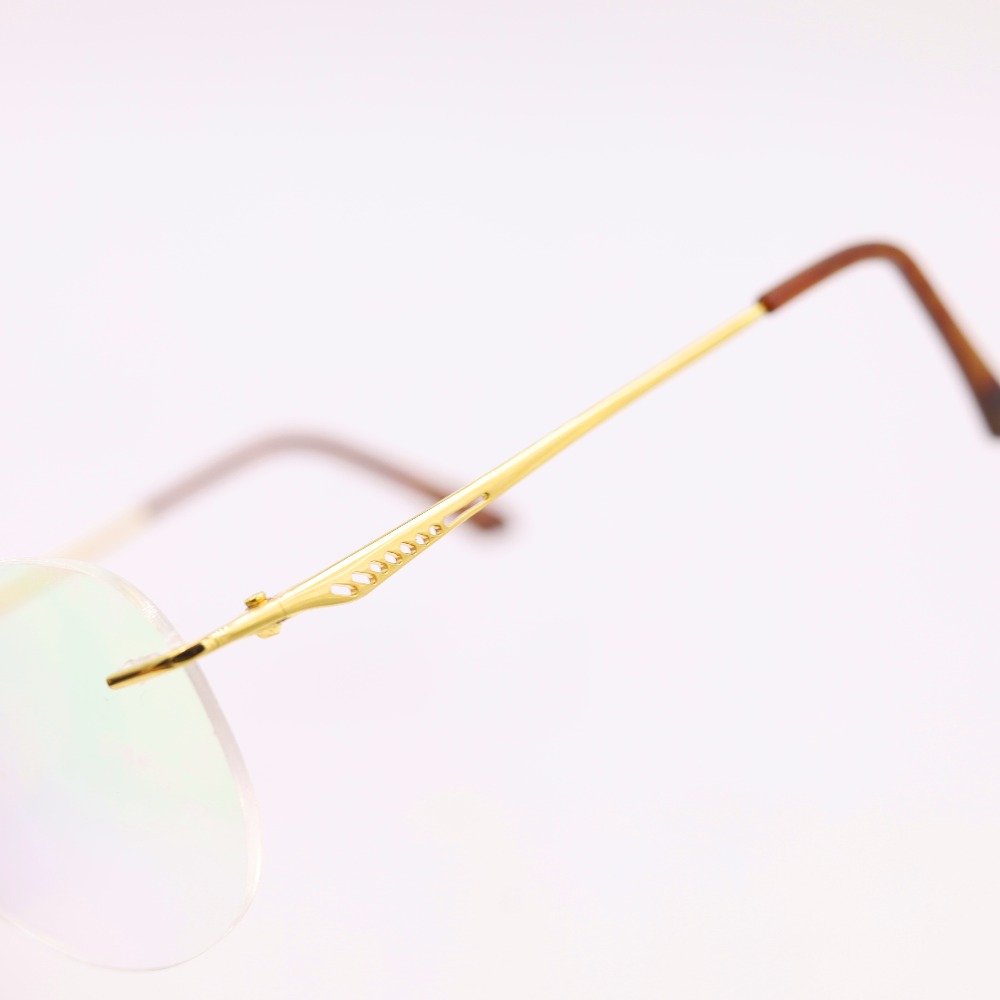 Gold 18kt rimless aviator eyeglasses