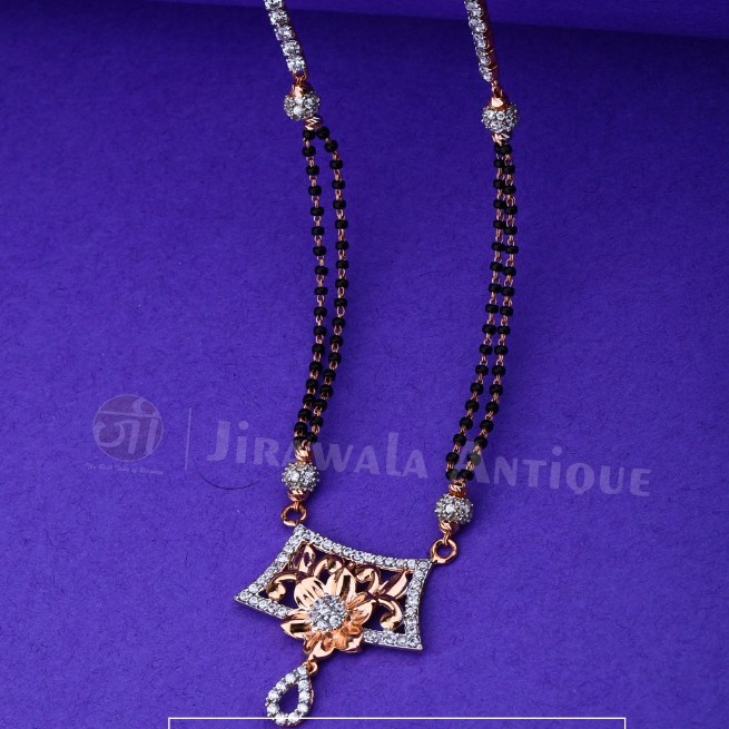 22k gold diamond chain with kitty mangalsutra