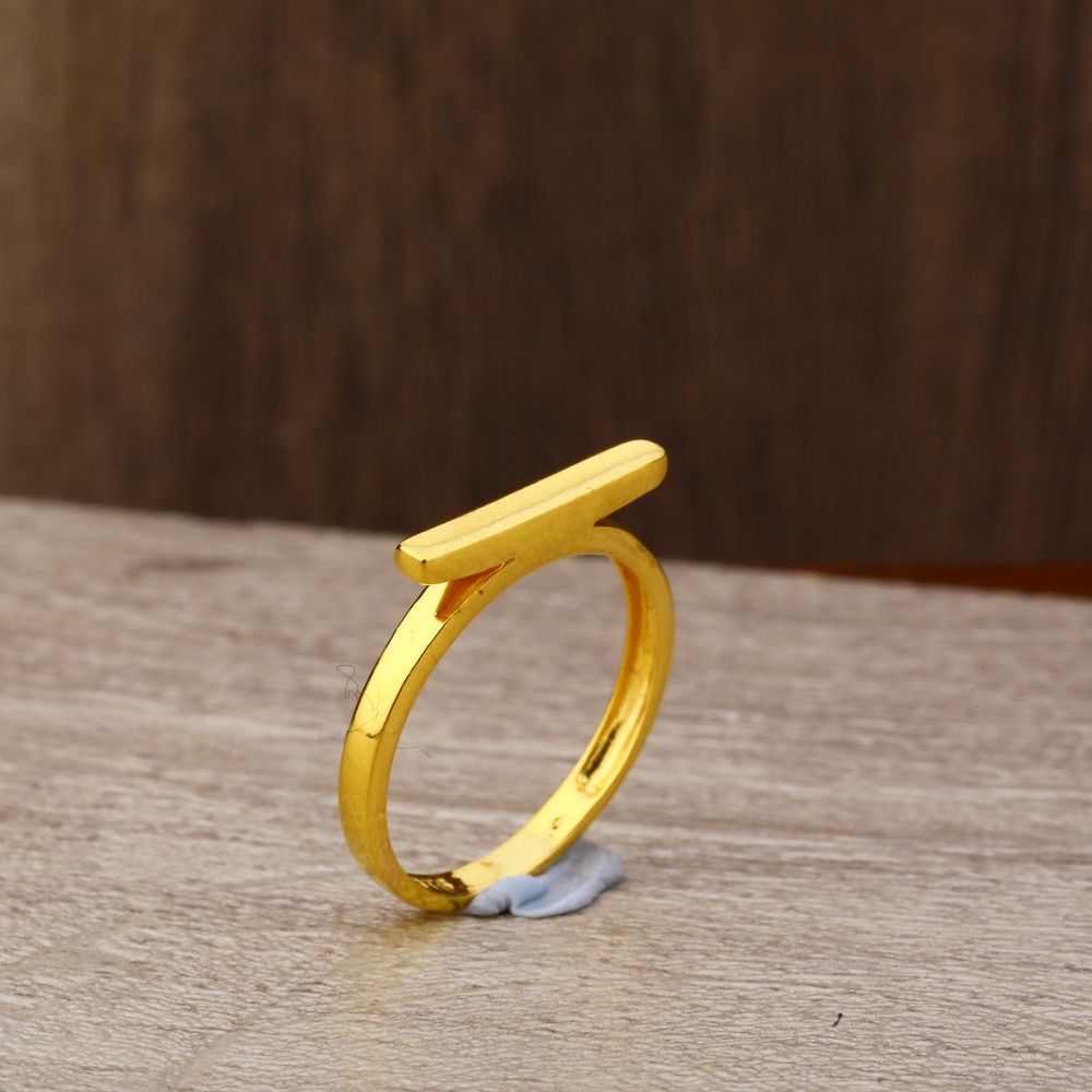 Ladies 916 Gold Fancy Plain Band Ring -LPR158