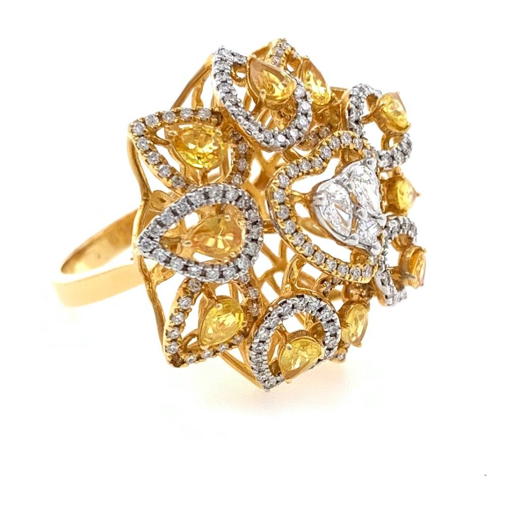 18kt / 750 yellow gold cocktail diamond ring for ladies 8lr228