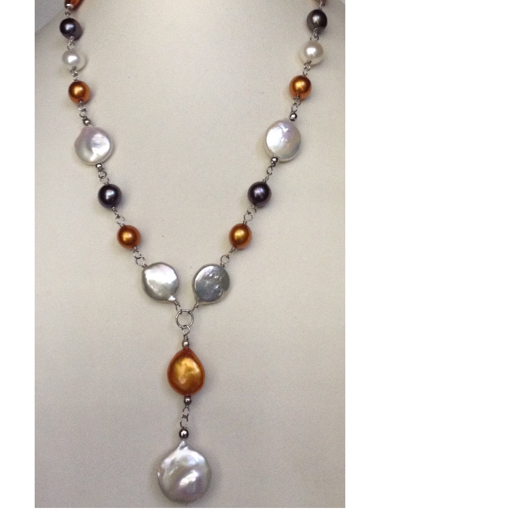Freshwater Multicolour Baroque Pearls Silver Chain JPM0227