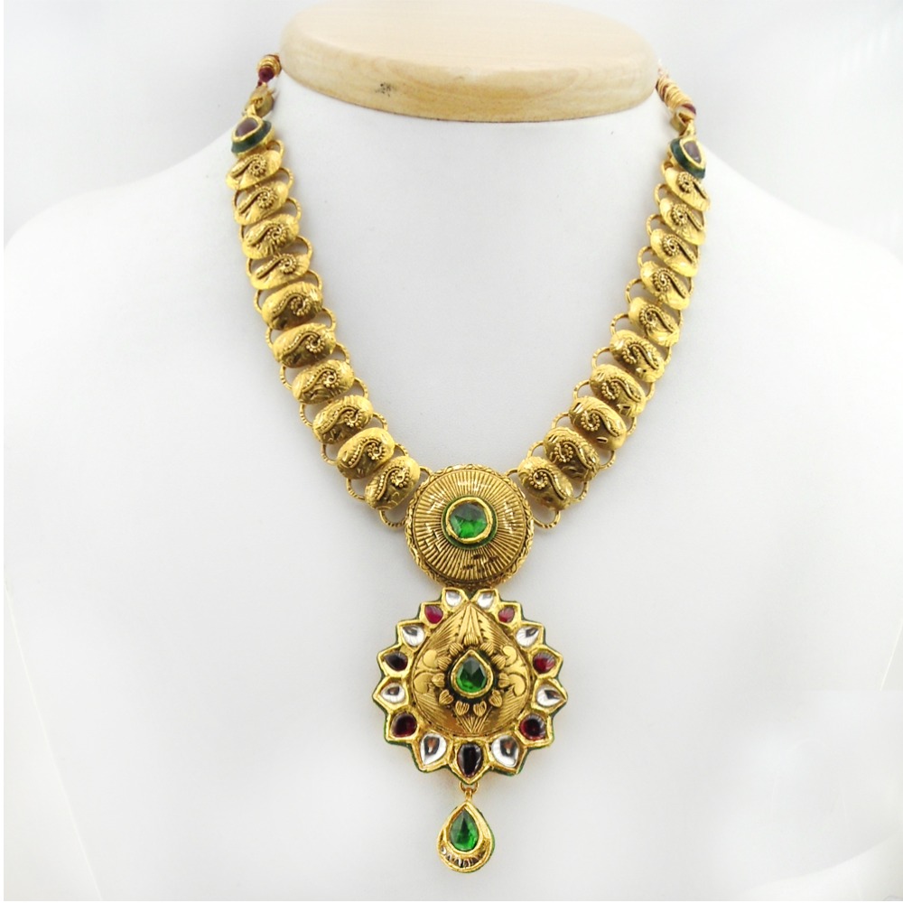 22kt Gold Antique Bridal Necklace Set RHJ-1625