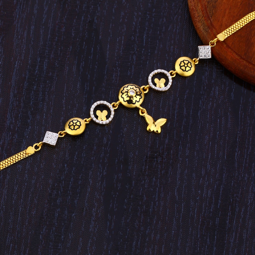 916 Gold Ladies Plain Classic Bracelet LB348