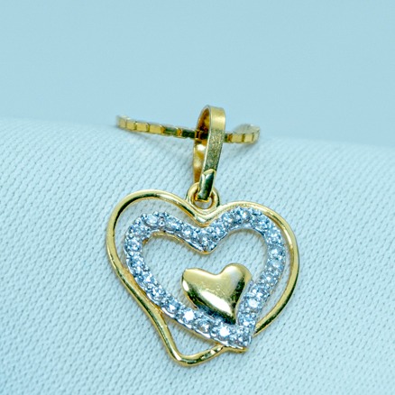 916 Gold Double Heart pendant P18-581