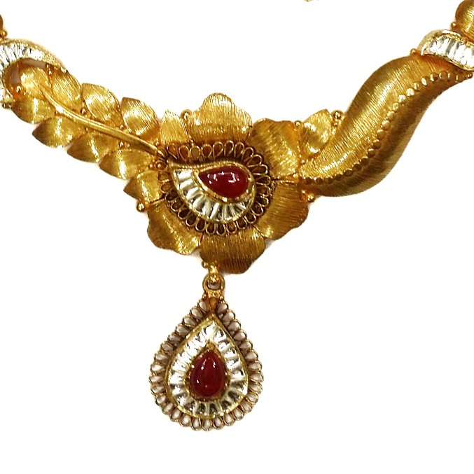 22k Gold Antique Oxidised Designer Necklace Set MGA - GN078