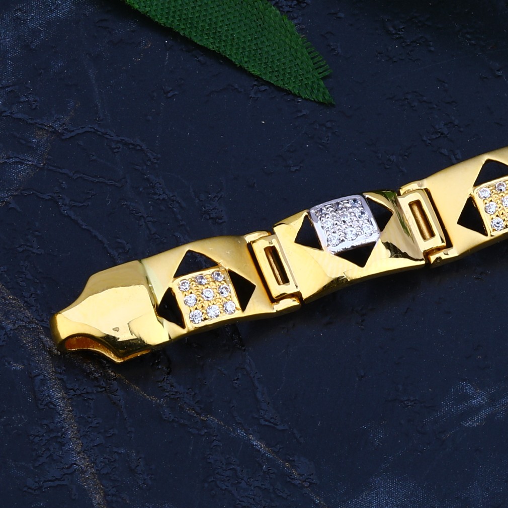 Mens 916 Gold Cz Bracelet-MCB61