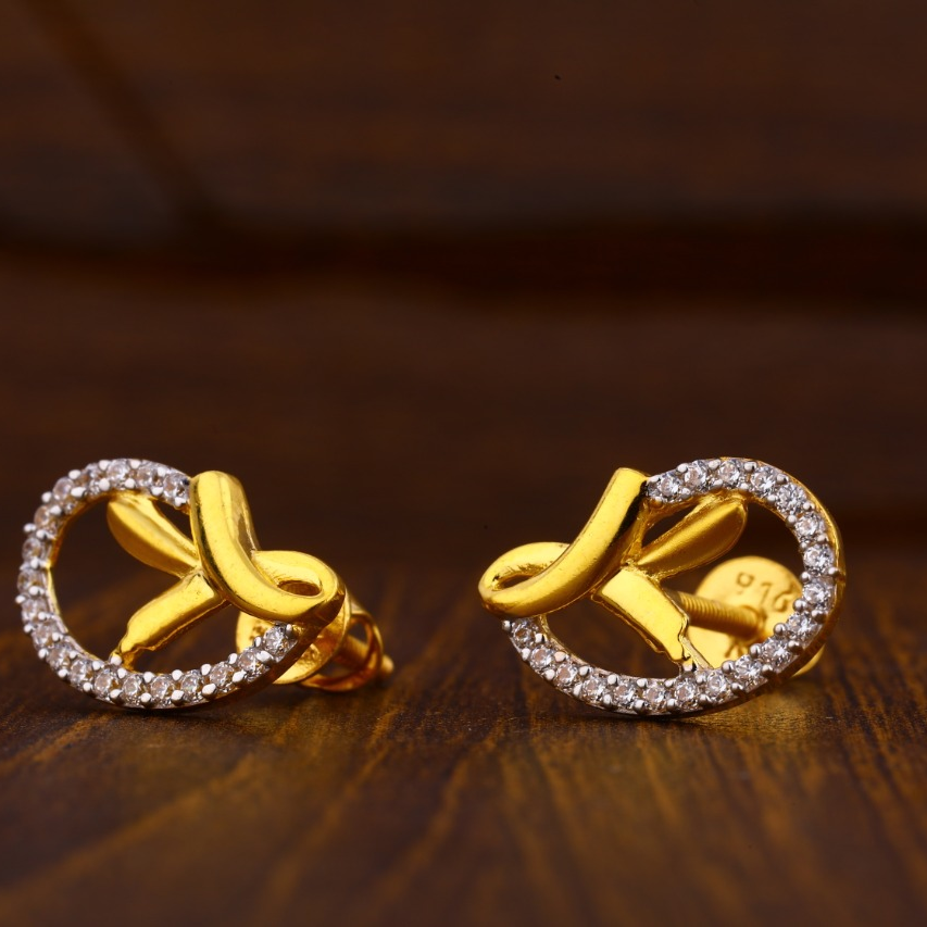 916 Gold CZ Designer Ladies Tops Earrings LTE153