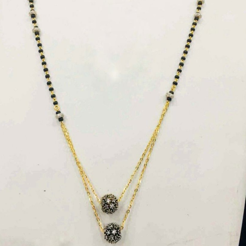 22KT/916 Gold fancy double black Boll pendant mangalsutra for ladies