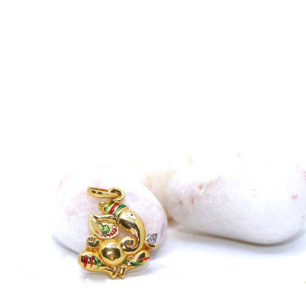 22KT /916 Gold Plain Ganpatiji casual Ware For Men LRG0137