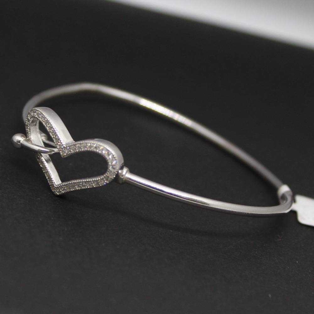 925 sterling silver heart shpe kada bracelet for ladies