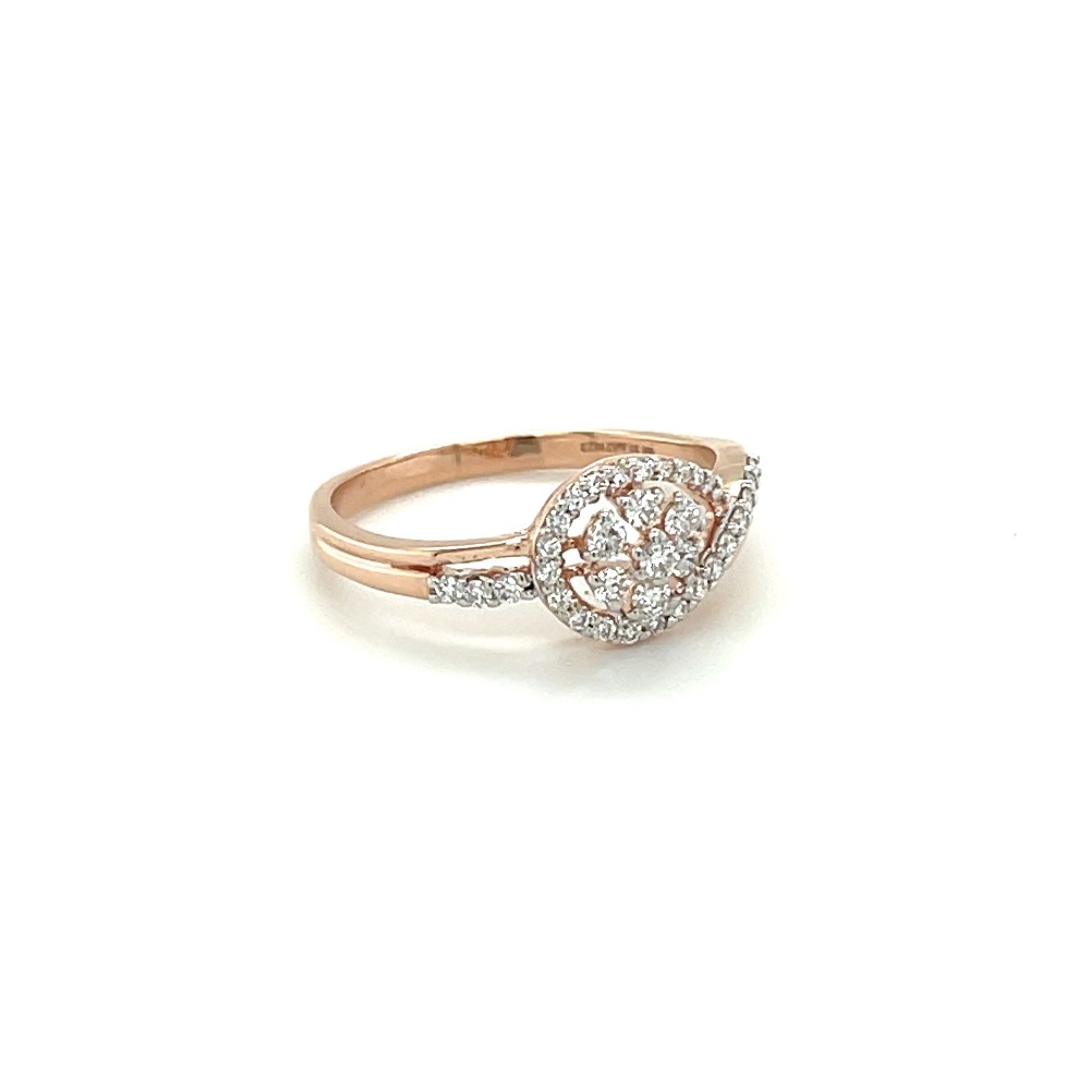 Round Diamond Halo Fiançailles Ring in 14k Rose Gold
