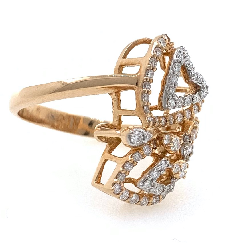 18kt / 750 rose gold heart & floral design diamond ring 8lr178