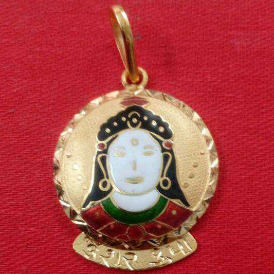 22KT Gold Chehar Maa Meenakari Pendant