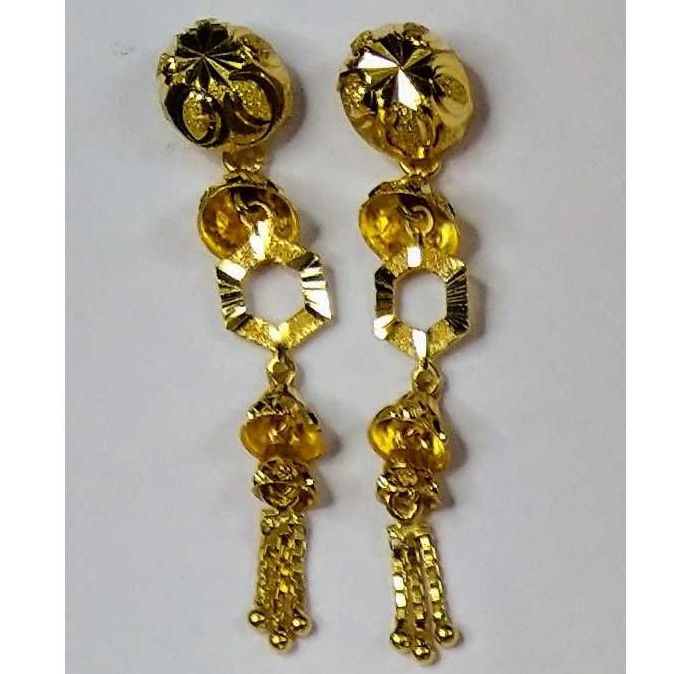 91.6 Gold fancy long earrings-akm-er-059