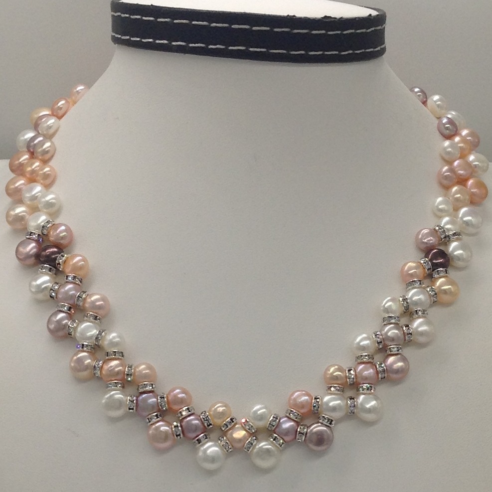 Shop Rubans Rose Gold-Plated & AD Stone-Studded Pearl Jewellery Set Online  at Rubans