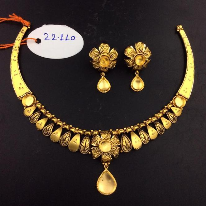22K(916)Gold Ladies Fancy Antique Oxidised Necklace Set