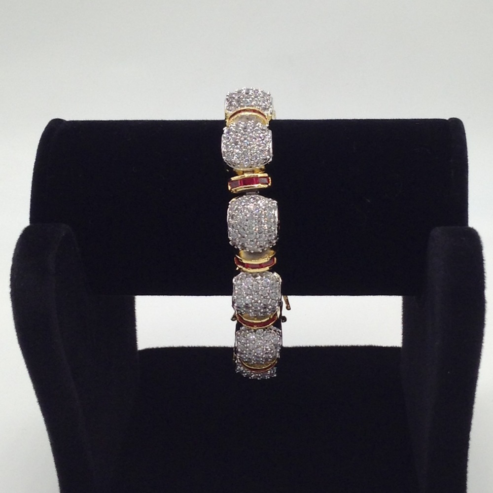 White and red cz flexible openable bracelet jbg0021