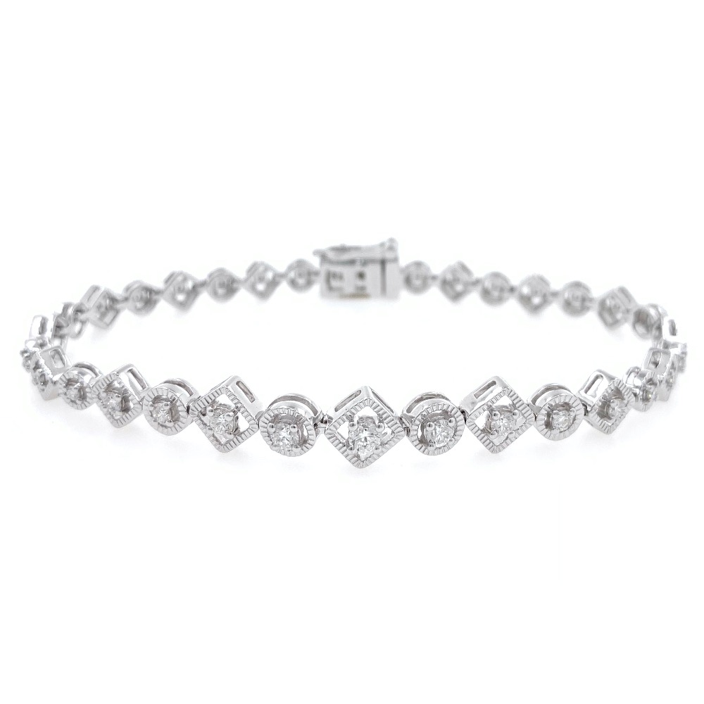 Tiffany T pavé diamond square bracelet in 18k gold, medium. | Tiffany & Co.