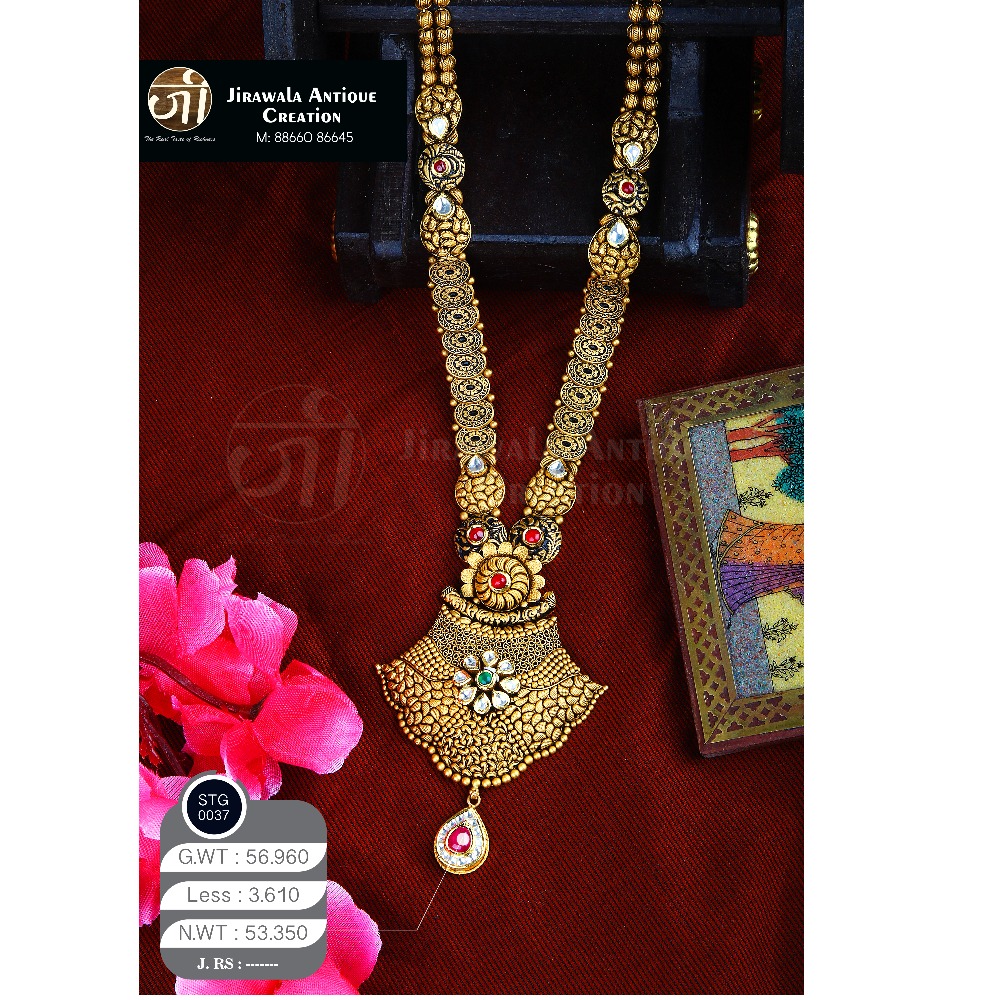 22 KT Gold Antique Long Necklace STG-0037