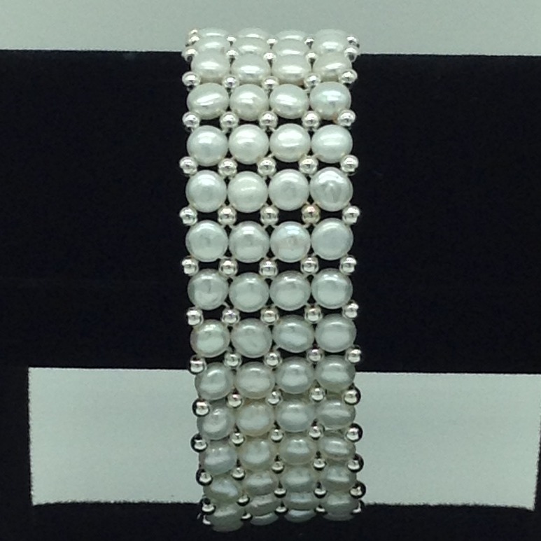 White button pearls with white jaco balls 4 layers bracelet jbg0145