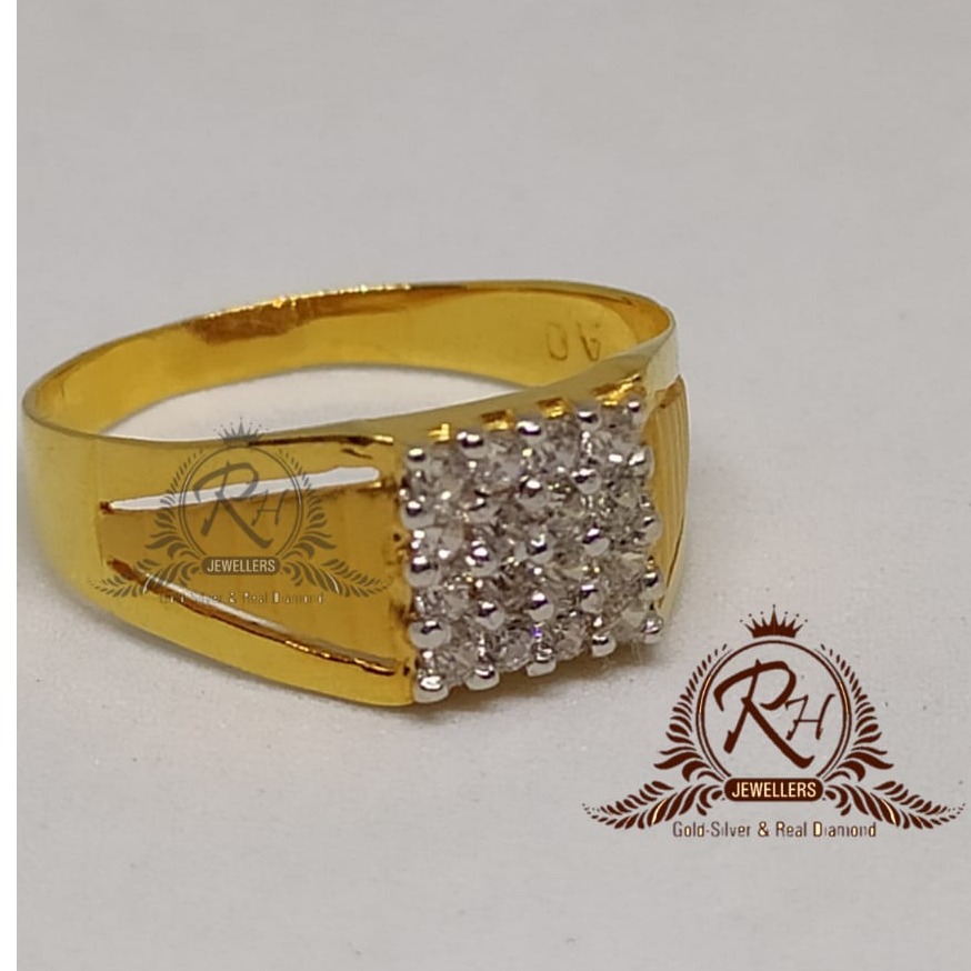22 carat gold square dimond gents rings rh-gr896