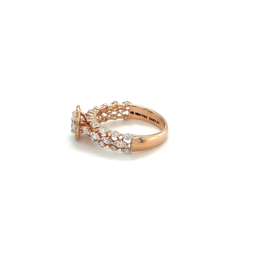 Solitaire Look Cluster Setting Diamond Ring with Marquise & Princess