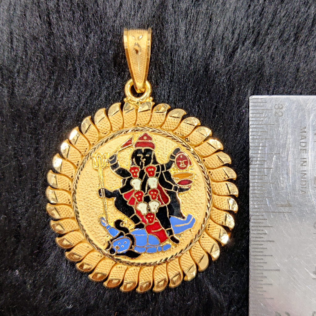 916 Gold Fancy Gent's Mahakali Maa Minakari Pendant