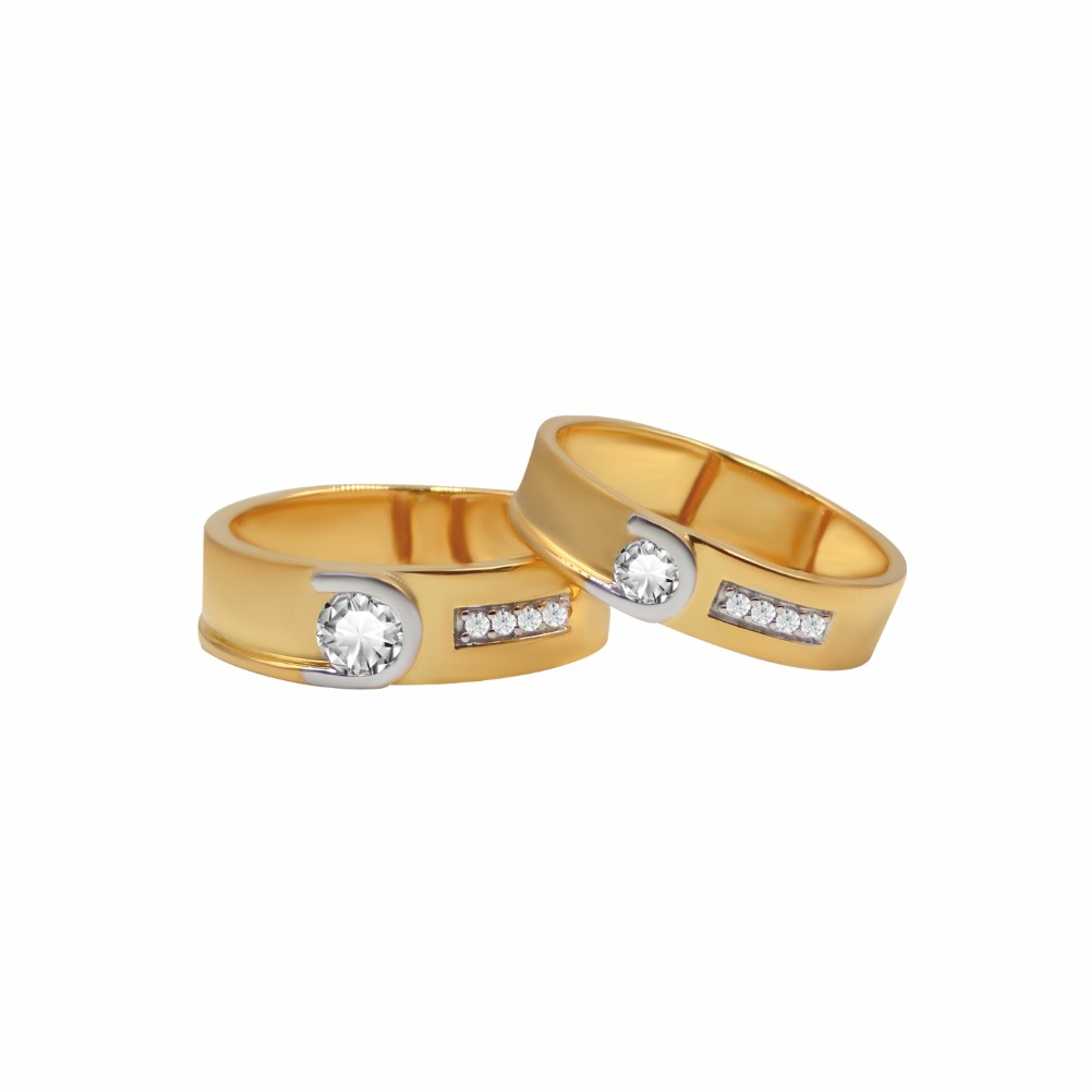 Solitaire CZ Couple Ring 18k Gold