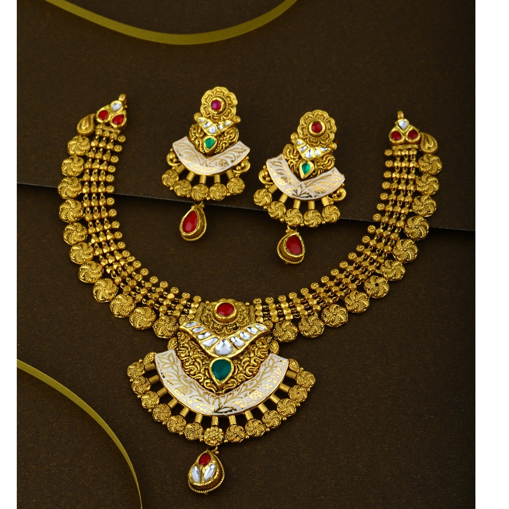 916 CZ Gold Stylish Wedding Necklace Set 