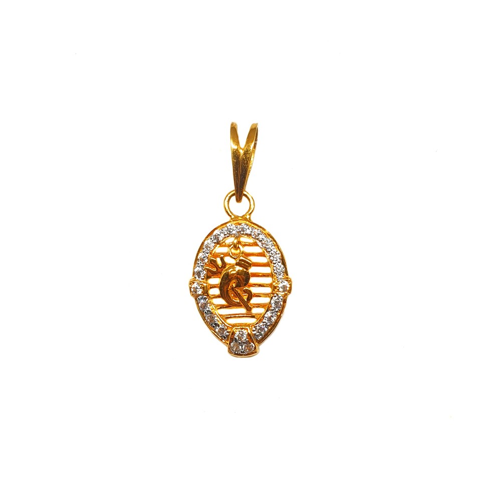22K Gold Oval Shaped Ganesh Pendant MGA - PDG0213