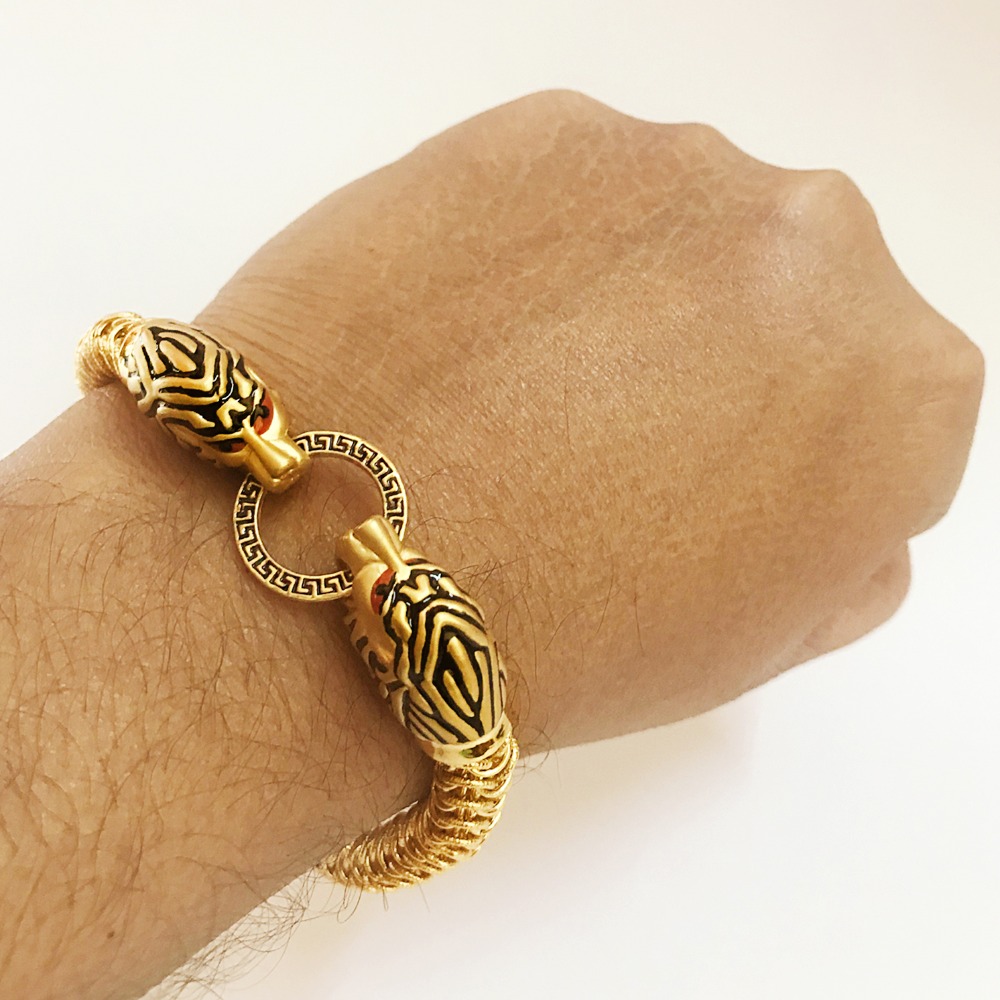 Double Headed Biting Lion Rope Chain Bracelet In 18K & Platinum – ASSAY-vachngandaiphat.com.vn
