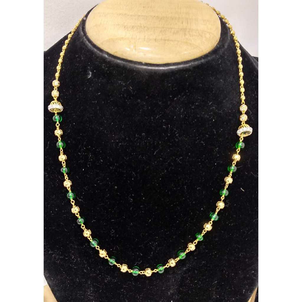 green beads mala gold